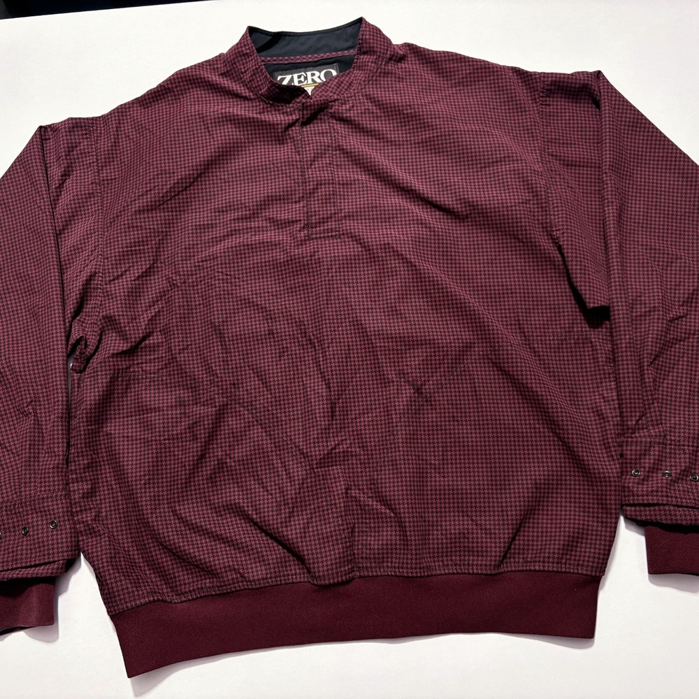 Vintage Zero Restriction Windbreaker 1/4 Snap Golf Jacket Houndstooth Mens Large